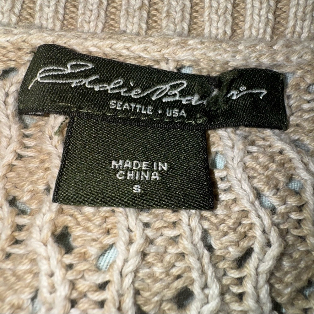 Eddie Bauer Womens Cardigan Sweater Cream Knit Button Front Cozy Cottage - Picture 5 of 7